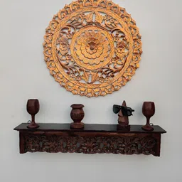 VAS collection home Yellow Floral Textured Round Wooden Wall Plates-picture-36