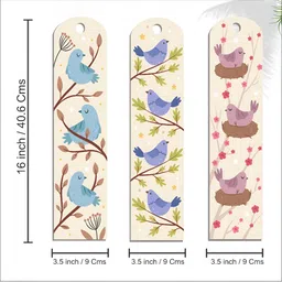 SAF White & Blue 3 Pieces Birds Painted  Wooden Wall Hangings image 4