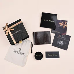 louis stitch Men Casual Brown Genuine Leather RFID Wallet image 5