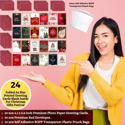 aanyacentric 4.1x5.8inches Merry Christmas A6 Small Printed Gift Tag Folded Blank Inside Greeting Card image 4