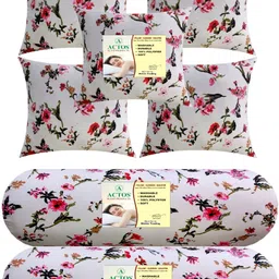 actos Combo Set Of 5 Cushion And 2 Microfibre Floral Bolster Pack of 7-picture-20