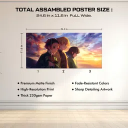 posters DemonSlayer Anime Split Wall Poster set of 3 | A4 size Poster for Room decor & Office wall decor art Photographic Paper image 3