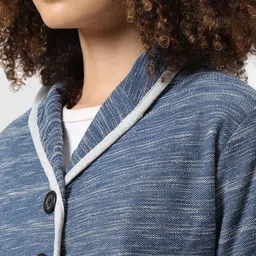 campus sutra Women Self Design Single Breasted Casual Blazer image 5