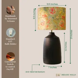 dreamywalls Table Lamps Black Metal Base with Silk Persian Flower Fabric Lampshade 21" for Home Decoration image 2