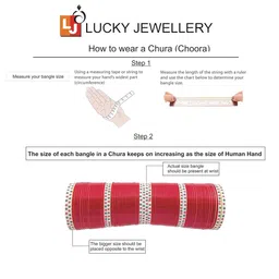 LUCKY JEWELLERY Red CZ & Kundan Studded Punjabi Bridal Bangle Set image 5