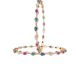 RATNAVALI JEWELS Set Of 2 Gold-Plated AD-Studded Bangles image 1