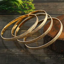 Jewar Mandi Set of 4 Gold-Plated Etching Work Bangles image 1