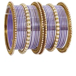 NMII Set Of 30 Zircon Studded & Beaded Glossy Finished Bangles image 1