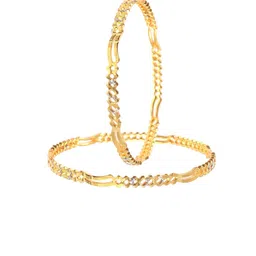 Jewar Mandi Set Of 2 Gold Plated Silver Etching Work Bangles image 2