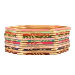 FEMMIBELLA Set Of 12 Gold Plated Hexagon Shaped Bangles image 2