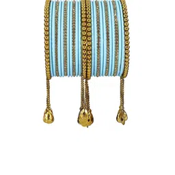 NMII 26 Pcs Zircon Gemstone Studded Chain & Latkan Work Antique Bangles image 2