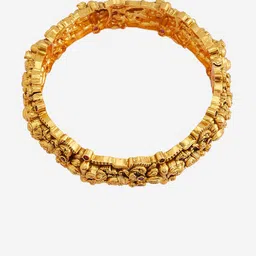 Kushal's Fashion Jewellery Gold-Plated Antique Stone Studded Bangle image 3