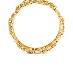 KARATCART Women Set of 2 Gold-Toned & Blue Rajwadi Gold Plated Temple Bangles image 3