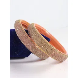 NMII Pack Of 2 Zircon Gemstone-Studded Glossy Finished Bangles image 4