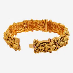Kushal's Fashion Jewellery Gold-Plated Antique Stone Studded Bangle image 4