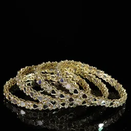 NMII Set Of 4 American Diamond Studded & Mirror Work Bangles image 4