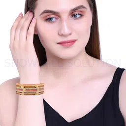 FEMMIBELLA Set Of 12 Gold Plated Hexagon Shaped Bangles image 5