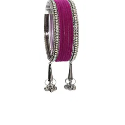 NMII Set Of 16 Zircon Gemstone Studded & Velvet Bangles image 5