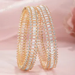 Rubans Premium 22KT Gold Plated Crystal CZ & AD Studded Traditional Bangles  Set of 2-picture-26