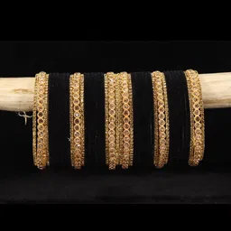 NMII Set of 42 Artificial Stones Studded & Velvet Bangles-picture-40