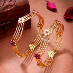 NVR Set Of 2 Gold-Plated Stone-Studded Bangles-picture-1