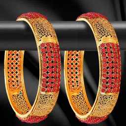 YouBella Set of 2 Gold-Plated Pink Stone-Studded Bangles-picture-28