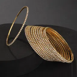 Jazz and Sizzle Set Of 12 Gold-Plated CZ-Studded Bangles-picture-25