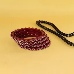 ZULKA Set Of 8 Zircon Diamond Stone-Studded Zig-Zag Antique Bangles image 3