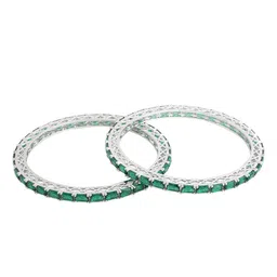 Yellow Chimes Set Of 2 Silver-Plated AD-Studded Bangles image 2