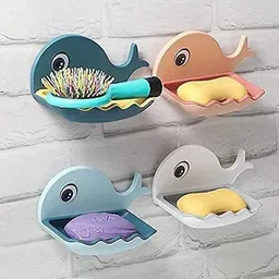 sjk Fish Shape Cute Adhesive Waterproof Wall Mounted Soap Dish(PACK OF 4) 1.709-picture-34