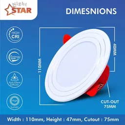 nightstar 12 Watt Cool White Round LED Ceiling / Conceal / Down Light 6 Pcs Recessed Ceiling Light Ceiling Lamp image 3