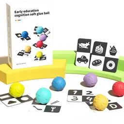 hasthip 6 Pcs Squeeze Ball Toys with Black and White Flash Card Bath Toy Color Ball Toy Rattle-picture-18