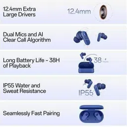 blacyou Buds 2r True Wireless in Ear Earbuds with Mic, 12.4mm Drivers, 38hr Bluetooth Bluetooth without Mic Headset image 5