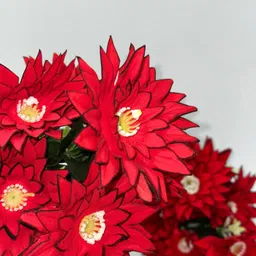 sana's kollection Artificial Red Gerbera Flower Bunch Set of 2 – 14 Flowers Each, Home & Office Red Gerbera Artificial Flower image 2