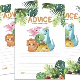 inkdotpot Baby Shower Party Dinosaur Theme Baby Advice Cards For New Mom & Dad-Pack Of 50 Invitation Card-picture-25