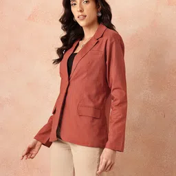 all about you Women Solid Double Breasted Casual Blazer image 5