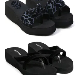 feens Stylish and Comfortable Trending Light Weight Printed Flipflop Combo of 2 Women Slides-picture-28