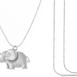 akshat sapphire Sterling Silver (92.5% Purity) Strength Symbolic Elephant Rope Chain Pendant Sterling Silver Pendant Set-picture-13