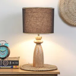 sapphire Fabric Bambo Table Lamp With Shade image 1