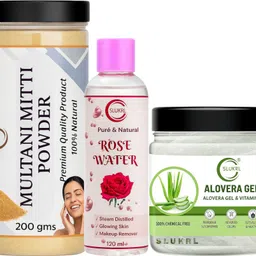 slukrl Aloe Vera Gel Pack Multani Mitti Pack Rose Water Toner Herbal Glow Pack-picture-37