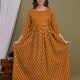 nevisha style Women Fit and Flare Brown Ankle Length Dress-picture-32