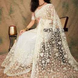 Sangria Floral Embroidered Sarees image 1