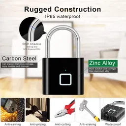 Pamidhar Keyless Rechargeable Fingerprint Padlock Rechargeable Keyless Anti-theft Security Smart Door Lock image 5