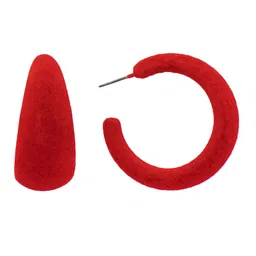 Unwind by Yellow Chimes Red Contemporary Half Hoop Earrings image 2