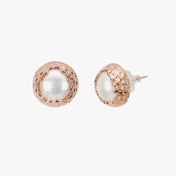 Adwitiya Collection Rose-Gold Plated Classic Studs Earrings image 3