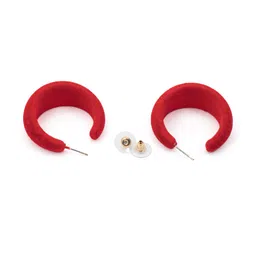 Unwind by Yellow Chimes Red Contemporary Half Hoop Earrings image 3