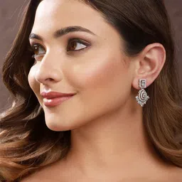 Saraf RS Jewellery Contemporary CZ Studded Jhumkas Earrings image 5