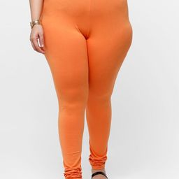 De Moza Women Orange Solid Cotton Churidar-Length Leggings-picture-43