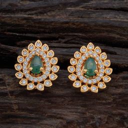 Kushal's Fashion Jewellery Gold-Plated Cubic Zirconia Teardrop Shaped Studs Earrings-picture-28