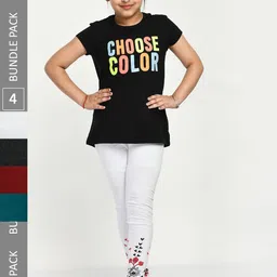 IndiWeaves Girls Pack Of 4 Printed Pure Cotton Ankle-Length Leggings-picture-54